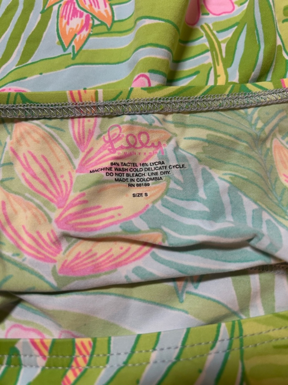 Lilly Pulitzer Green and Pink Tropical Flounce Skirt - Picture 3 of 4